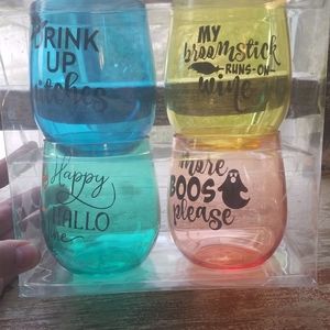 Custom Made Halloween PlasticStemless Wine Glasses